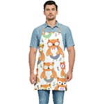 Cute Colorful Owl Cartoon Seamless Pattern Kitchen Apron