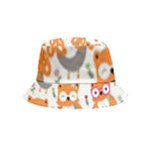 Cute Colorful Owl Cartoon Seamless Pattern Bucket Hat (Kids)