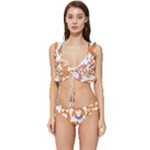 Cute Colorful Owl Cartoon Seamless Pattern Low Cut Ruffle Edge Bikini Set