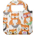Cute Colorful Owl Cartoon Seamless Pattern Foldable Grocery Recycle Bag