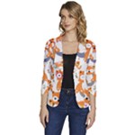 Cute Colorful Owl Cartoon Seamless Pattern Women s One-Button 3/4 Sleeve Short Jacket