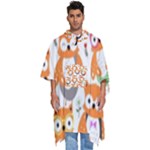 Cute Colorful Owl Cartoon Seamless Pattern Men s Hooded Rain Ponchos