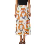 Cute Colorful Owl Cartoon Seamless Pattern Classic Midi Chiffon Skirt