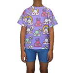 Cloud Seamless Pattern Kids  Short Sleeve Swimwear
