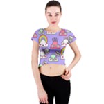 Cloud Seamless Pattern Crew Neck Crop Top