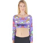 Cloud Seamless Pattern Long Sleeve Crop Top