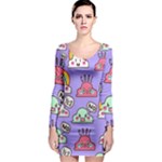 Cloud Seamless Pattern Long Sleeve Bodycon Dress