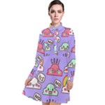 Cloud Seamless Pattern Long Sleeve Chiffon Shirt Dress