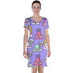 Cloud Seamless Pattern Short Sleeve Nightdress