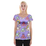 Cloud Seamless Pattern Cap Sleeve Top