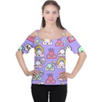 Cloud Seamless Pattern Cutout Shoulder T-Shirt
