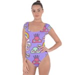 Cloud Seamless Pattern Short Sleeve Leotard 