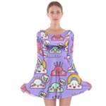 Cloud Seamless Pattern Long Sleeve Skater Dress