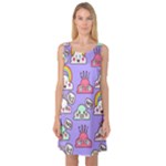 Cloud Seamless Pattern Sleeveless Satin Nightdress