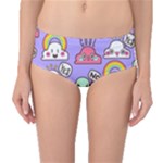 Cloud Seamless Pattern Mid-Waist Bikini Bottoms