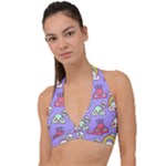 Cloud Seamless Pattern Halter Plunge Bikini Top