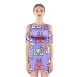 Cloud Seamless Pattern Shoulder Cutout One Piece Dress