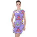 Cloud Seamless Pattern Drawstring Hooded Dress