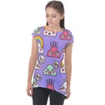 Cloud Seamless Pattern Cap Sleeve High Low Top