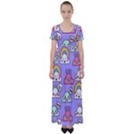 Cloud Seamless Pattern High Waist Short Sleeve Maxi Dress