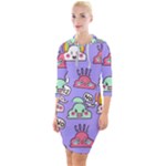 Cloud Seamless Pattern Quarter Sleeve Hood Bodycon Dress