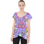 Cloud Seamless Pattern Lace Front Dolly Top