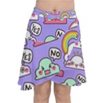 Cloud Seamless Pattern Chiffon Wrap Front Skirt