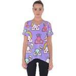 Cloud Seamless Pattern Cut Out Side Drop T-Shirt