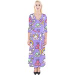 Cloud Seamless Pattern Quarter Sleeve Wrap Maxi Dress