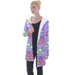 Cloud Seamless Pattern Longline Hooded Cardigan