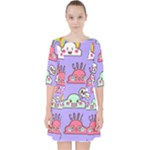Cloud Seamless Pattern Quarter Sleeve Pocket Dress