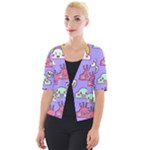 Cloud Seamless Pattern Cropped Button Cardigan
