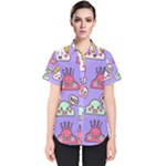 Cloud Seamless Pattern Women s Short Sleeve Shirt