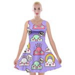 Cloud Seamless Pattern Velvet Skater Dress