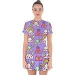 Cloud Seamless Pattern Drop Hem Mini Chiffon Dress