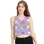 Cloud Seamless Pattern V-Neck Cropped Tank Top