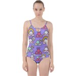 Cloud Seamless Pattern Cut Out Top Tankini Set