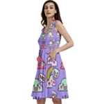 Cloud Seamless Pattern Sleeveless V-Neck Skater Dress with Pockets