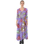 Cloud Seamless Pattern Button Up Boho Maxi Dress