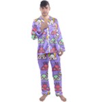 Cloud Seamless Pattern Men s Long Sleeve Satin Pajamas Set