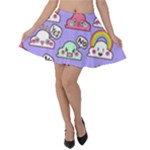 Cloud Seamless Pattern Velvet Skater Skirt