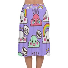 Velvet Flared Midi Skirt 