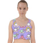 Cloud Seamless Pattern Velvet Racer Back Crop Top
