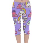 Cloud Seamless Pattern Velvet Capri Leggings 