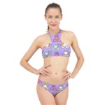Cloud Seamless Pattern High Neck Bikini Set