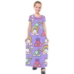 Cloud Seamless Pattern Kids  Short Sleeve Maxi Dress