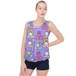 Cloud Seamless Pattern Bubble Hem Chiffon Tank Top