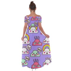 Off Shoulder Open Front Chiffon Dress 