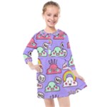 Cloud Seamless Pattern Kids  Quarter Sleeve Shirt Dress