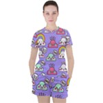 Cloud Seamless Pattern Women s T-Shirt and Shorts Set